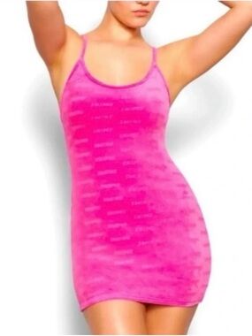 SKIMS Hot Pink Velvet Mini Slip Dress